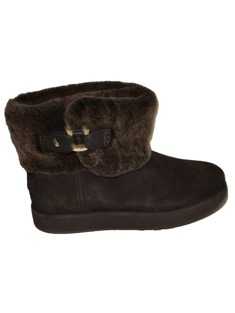 New! UGG Classic Mini Berge Genuine Shearling Boot Dark Brown Sz 5 1107210 DD30